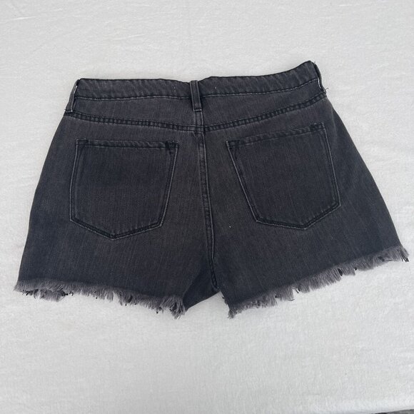KanCan‎ Womens Frayed Hem Black Denim Shorts Faded Shark Bite Size 11/29 - Picture 2 of 10